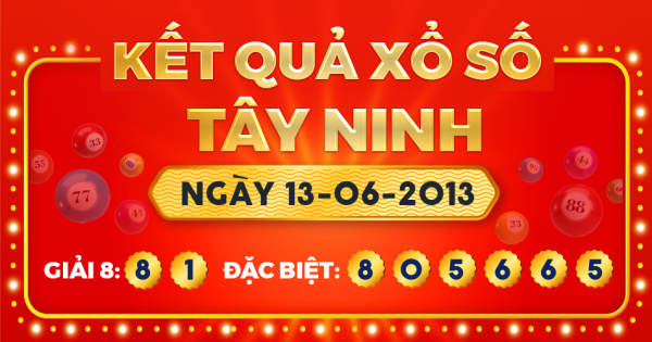 Kết quả xổ số Tây Ninh ngày 13/6/2013