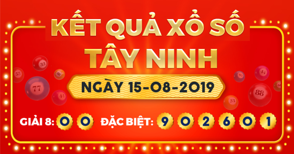 Kết quả xổ số Tây Ninh ngày 15/8/2019