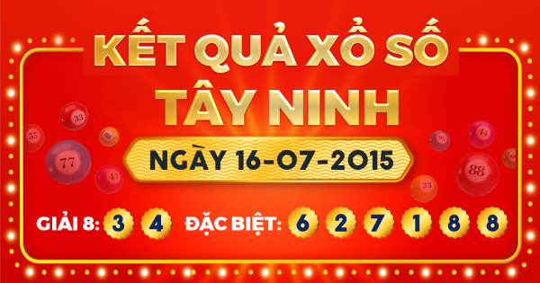 Kết quả xổ số Tây Ninh ngày 16/7/2015