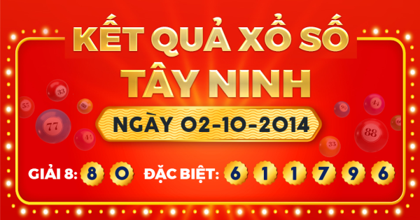 Kết quả xổ số Tây Ninh ngày 2/10/2014