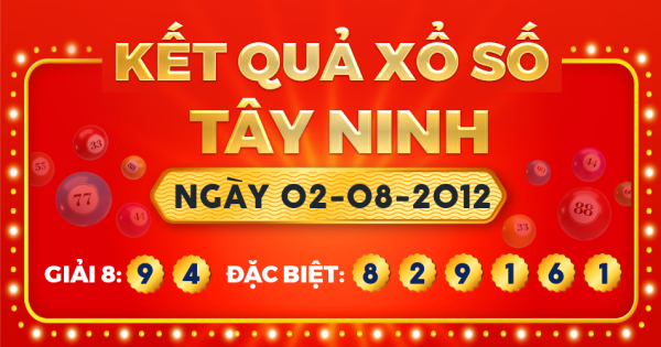 Kết quả xổ số Tây Ninh ngày 2/8/2012