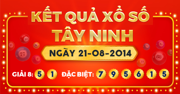 Kết quả xổ số Tây Ninh ngày 21/8/2014