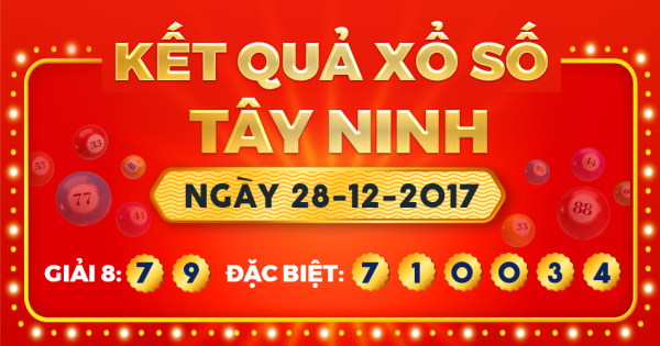 Kết quả xổ số Tây Ninh ngày 28/12/2017
