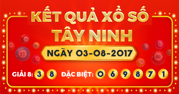 Kết quả xổ số Tây Ninh ngày 3/8/2017