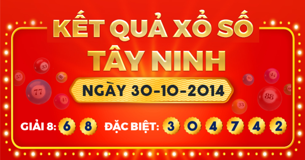 Kết quả xổ số Tây Ninh ngày 30/10/2014
