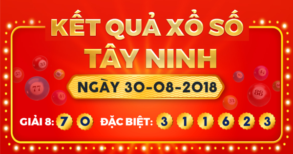 Kết quả xổ số Tây Ninh ngày 30/8/2018