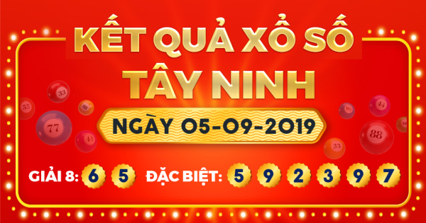 Kết quả xổ số Tây Ninh ngày 5/9/2019