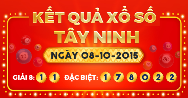 Kết quả xổ số Tây Ninh ngày 8/10/2015