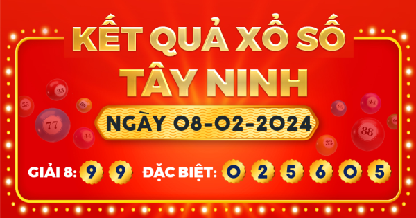 Kết quả xổ số Tây Ninh ngày 8/2/2024