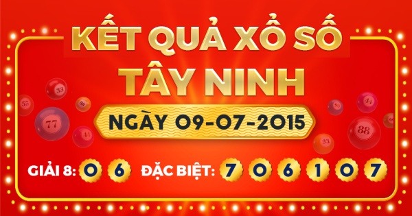 Kết quả xổ số Tây Ninh ngày 9/7/2015